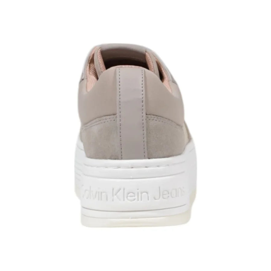 Calvin Klein Jeans Beige Recycled Cotton Platform Sneakers