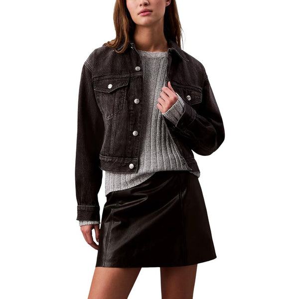 Calvin Klein Jeans Trucker Jackets - Black Cotton Denim Jacket