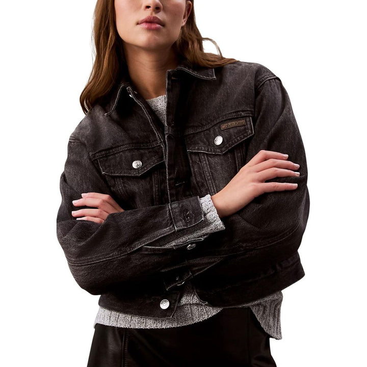 Calvin Klein Jeans Trucker Jackets - Black Cotton Denim Jacket