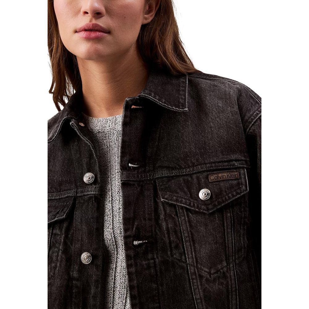 Calvin Klein Jeans Trucker Jackets - Black Cotton Denim Jacket