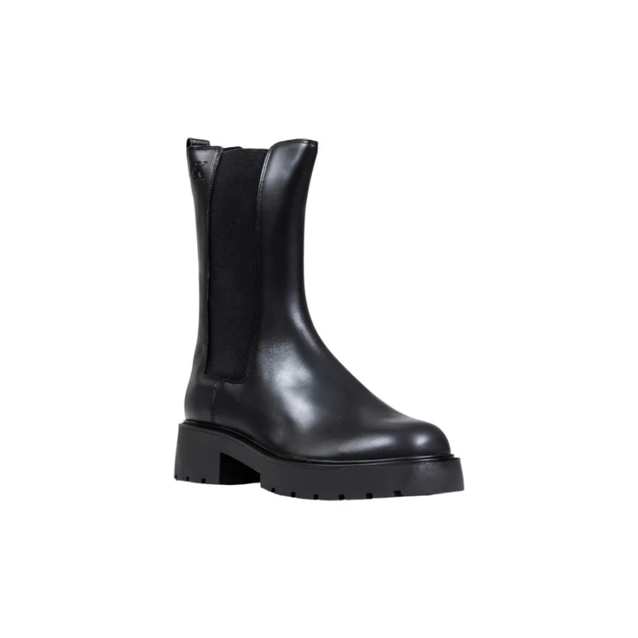 Calvin Klein Jeans Black Leather Ankle Boots