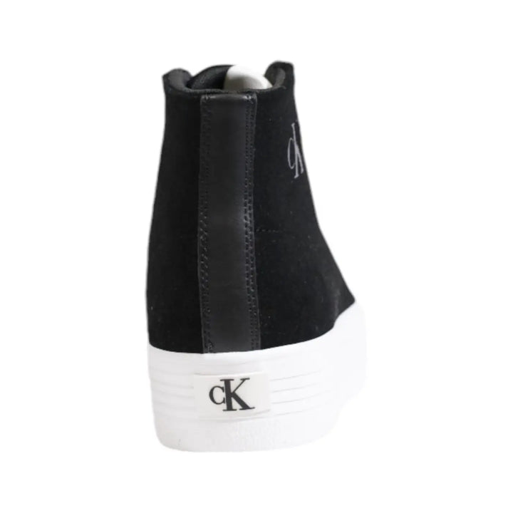 Calvin Klein Jeans Black Suede Leather Platform Sneakers