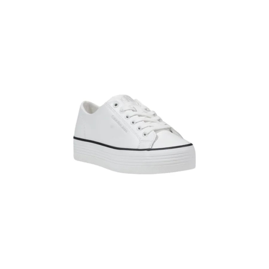 Calvin Klein Jeans Black And White Leather Platform Sneakers