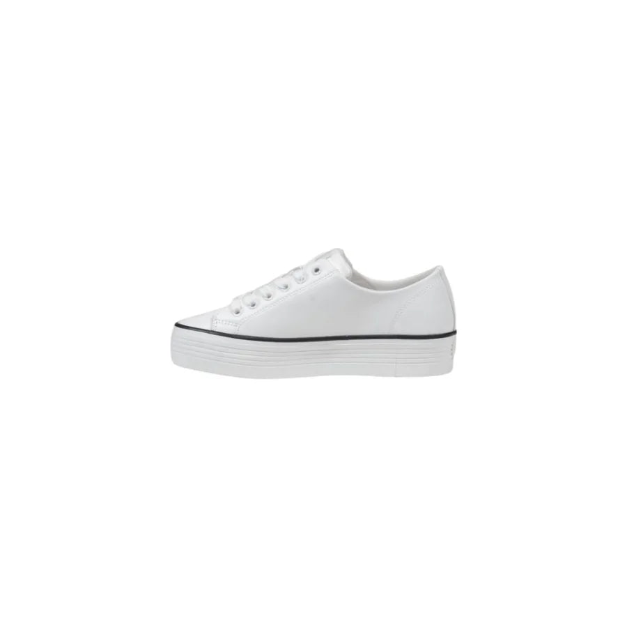 Calvin Klein Jeans Black And White Leather Platform Sneakers