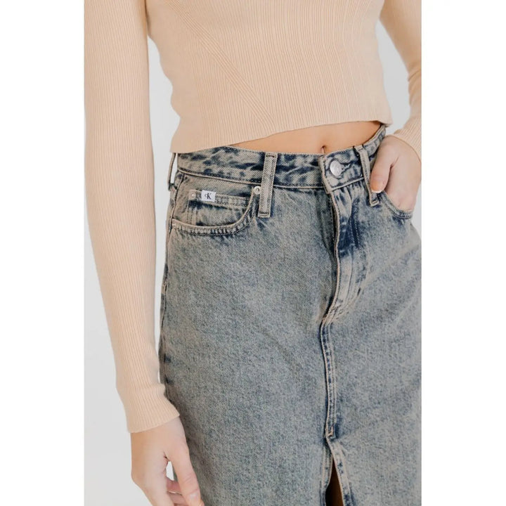 Calvin Klein Jeans Blue Cotton Long Skirt