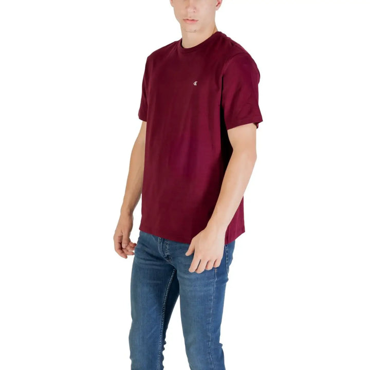 Calvin Klein Jeans Bordeaux Cotton T-Shirt