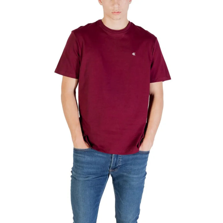 Calvin Klein Jeans Bordeaux Cotton T-Shirt