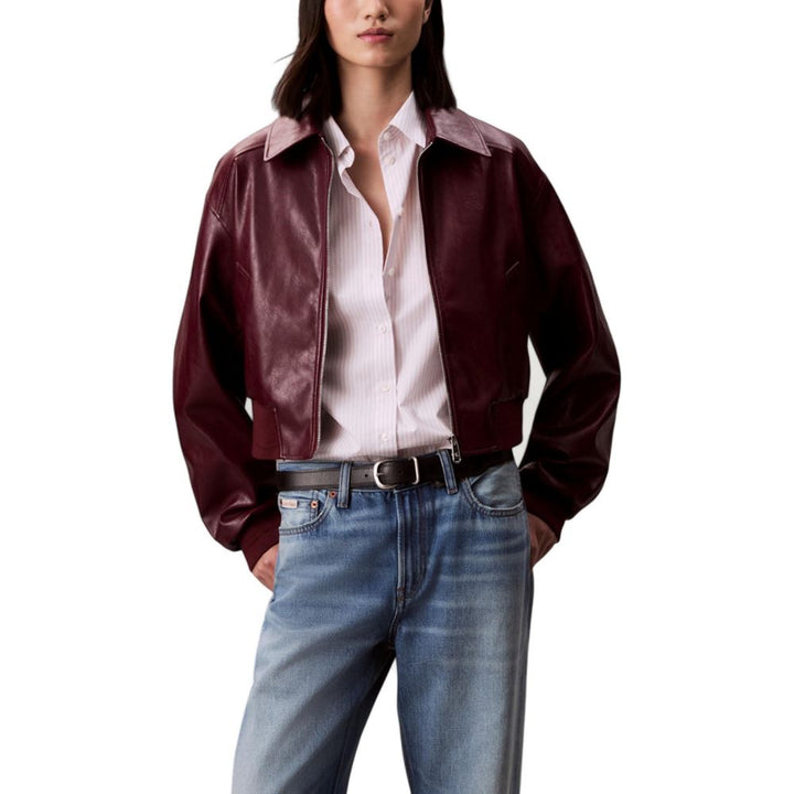 Calvin Klein Jeans Coats &amp; Jackets - Bordeaux Polyethylene Leather Jacket