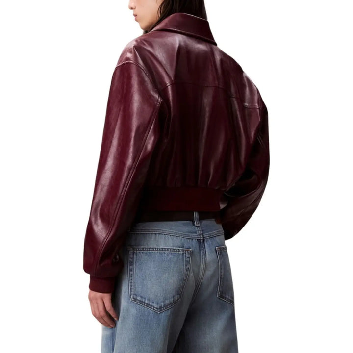 Calvin Klein Jeans Bordeaux Polyethylene Leather Jacket