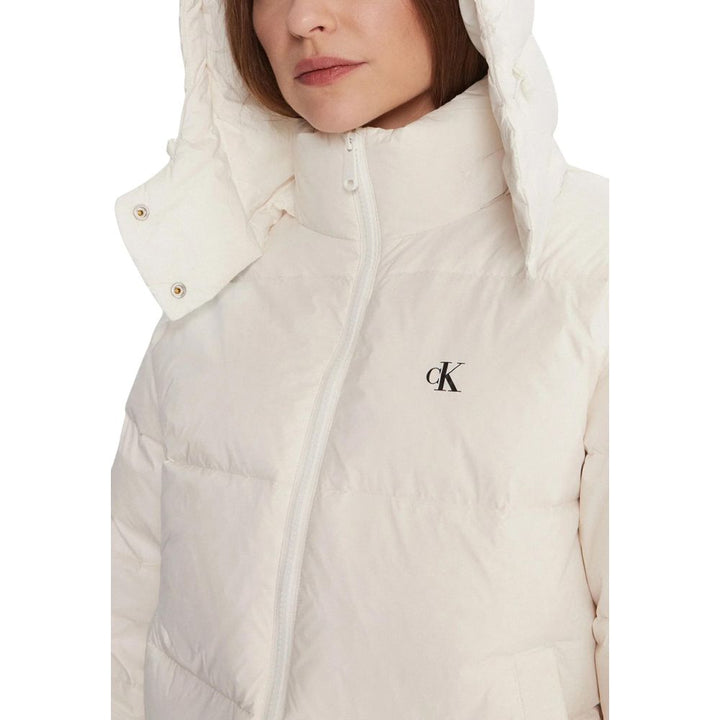 Calvin Klein Jeans Puffer Jackets - Cream Polyamide Coat