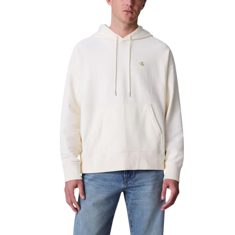 Calvin Klein Jeans White Cotton Hoodie