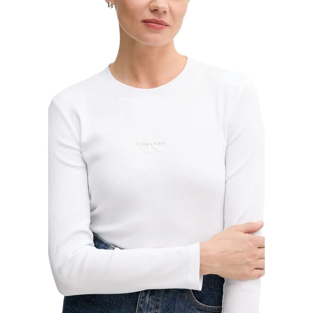 Calvin Klein Jeans White Cotton Long Sleeve T-shirt
