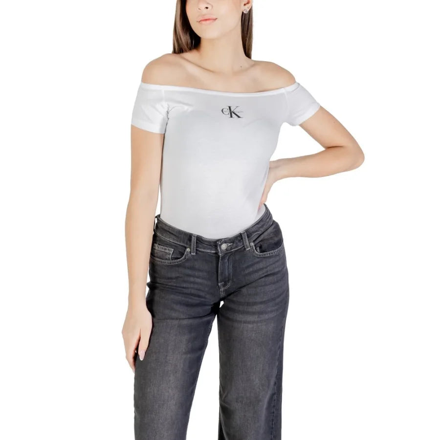 Calvin Klein Jeans White Cotton T-Shirt