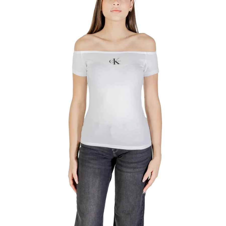 Calvin Klein Jeans White Cotton T-Shirt