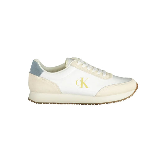 Calvin Klein Sneakers White with Bold Blue and Beige Fashion Detailing