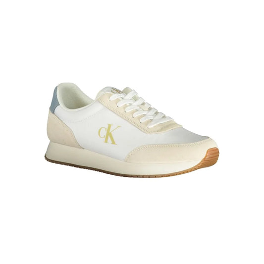 Calvin Klein Sneakers White with Bold Blue and Beige Fashion Detailing
