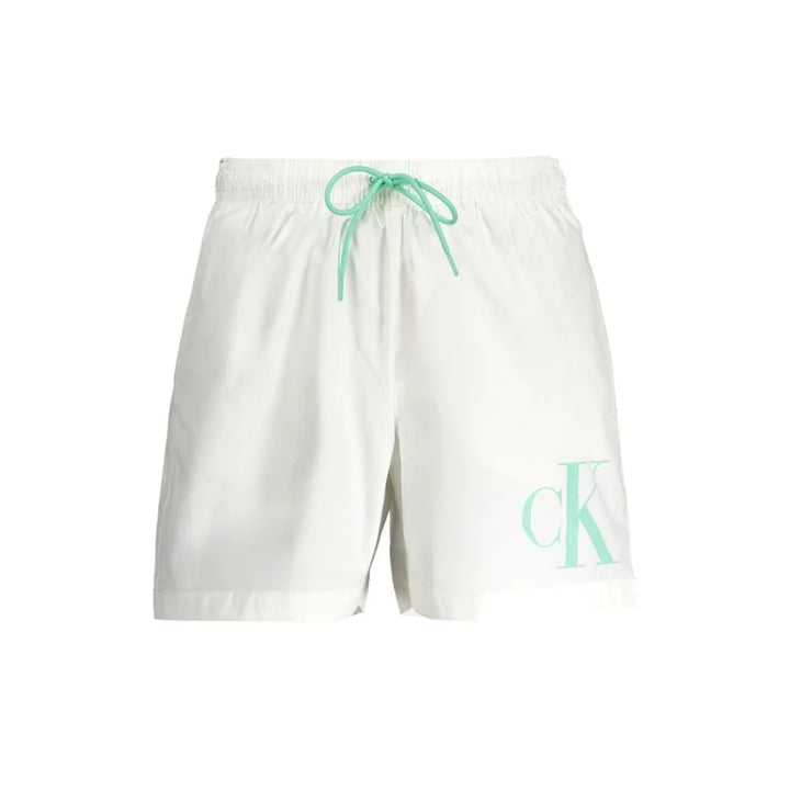 Calvin Klein White Polyester Men’s Swim Boxer