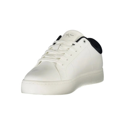 Calvin Klein White Sports Shoe Modern Clothing Icon with Blue Accents