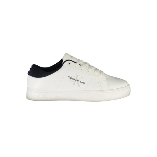 Calvin Klein White Sports Shoe Modern Clothing Icon with Blue Accents