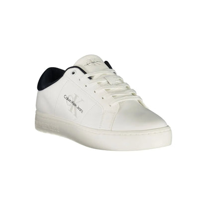Calvin Klein White Sports Shoe Modern Clothing Icon with Blue Accents