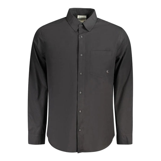 Calvin Klein’s Long Sleeve Shirt in Organic Cotton with Italian Collar Elegance Klein