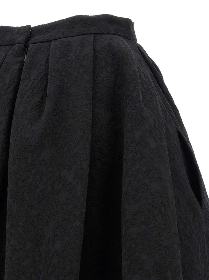 Carolina Herrera Black Cotton Midi Skirt