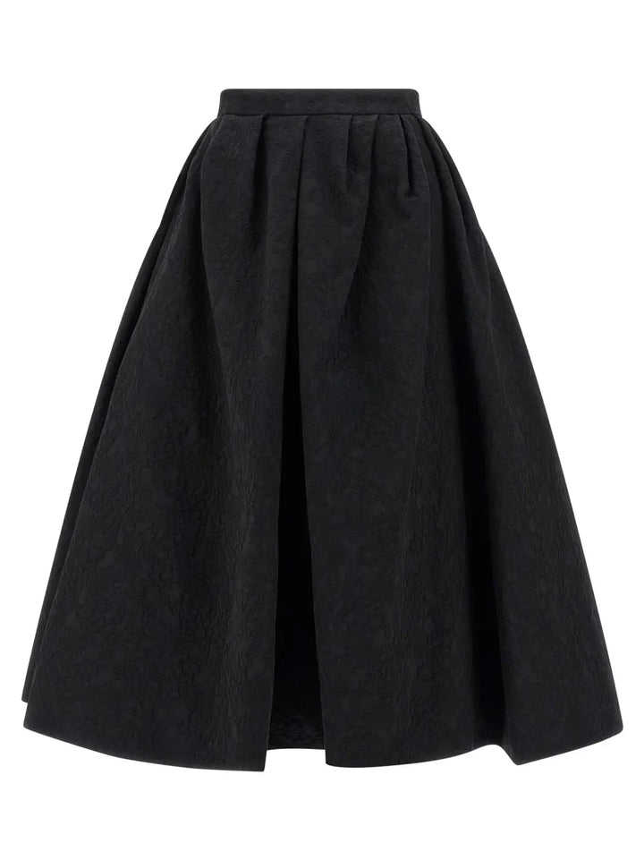 Carolina Herrera Black Cotton Midi Skirt