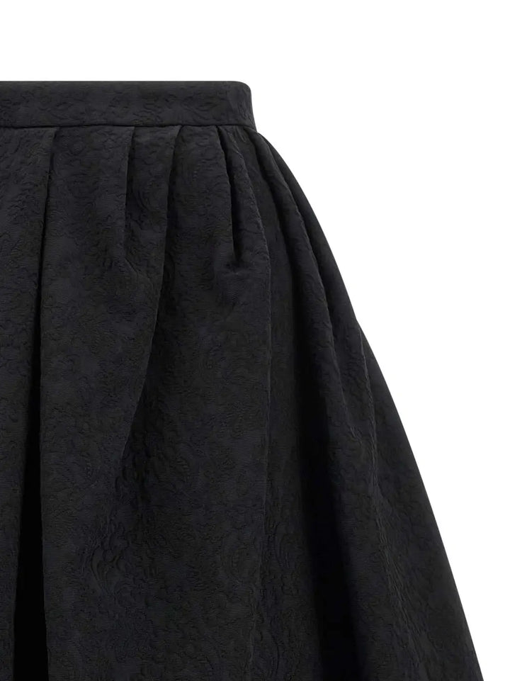 Carolina Herrera Black Cotton Midi Skirt