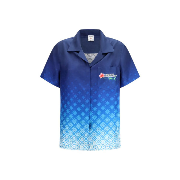 Casablanca Shirts - Blue Silk Pattern Shirt