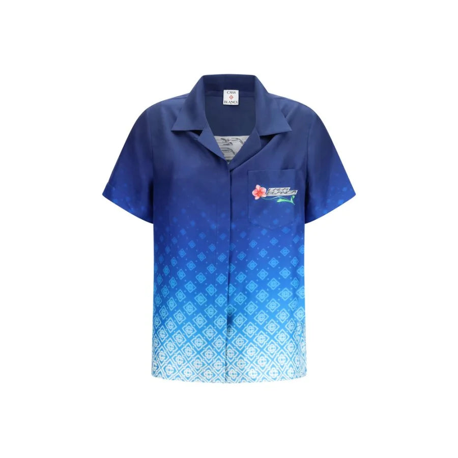 Casablanca Blue Silk Pattern Shirt