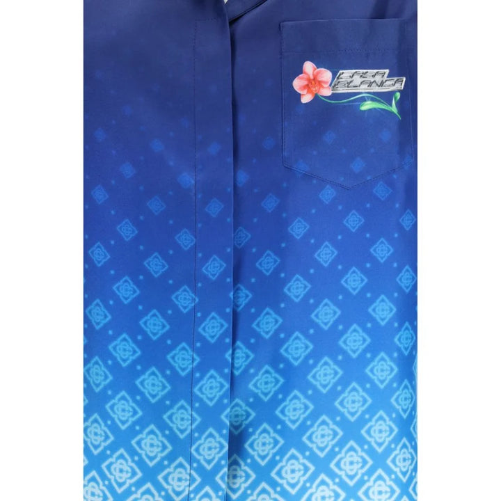 Casablanca Blue Silk Pattern Shirt