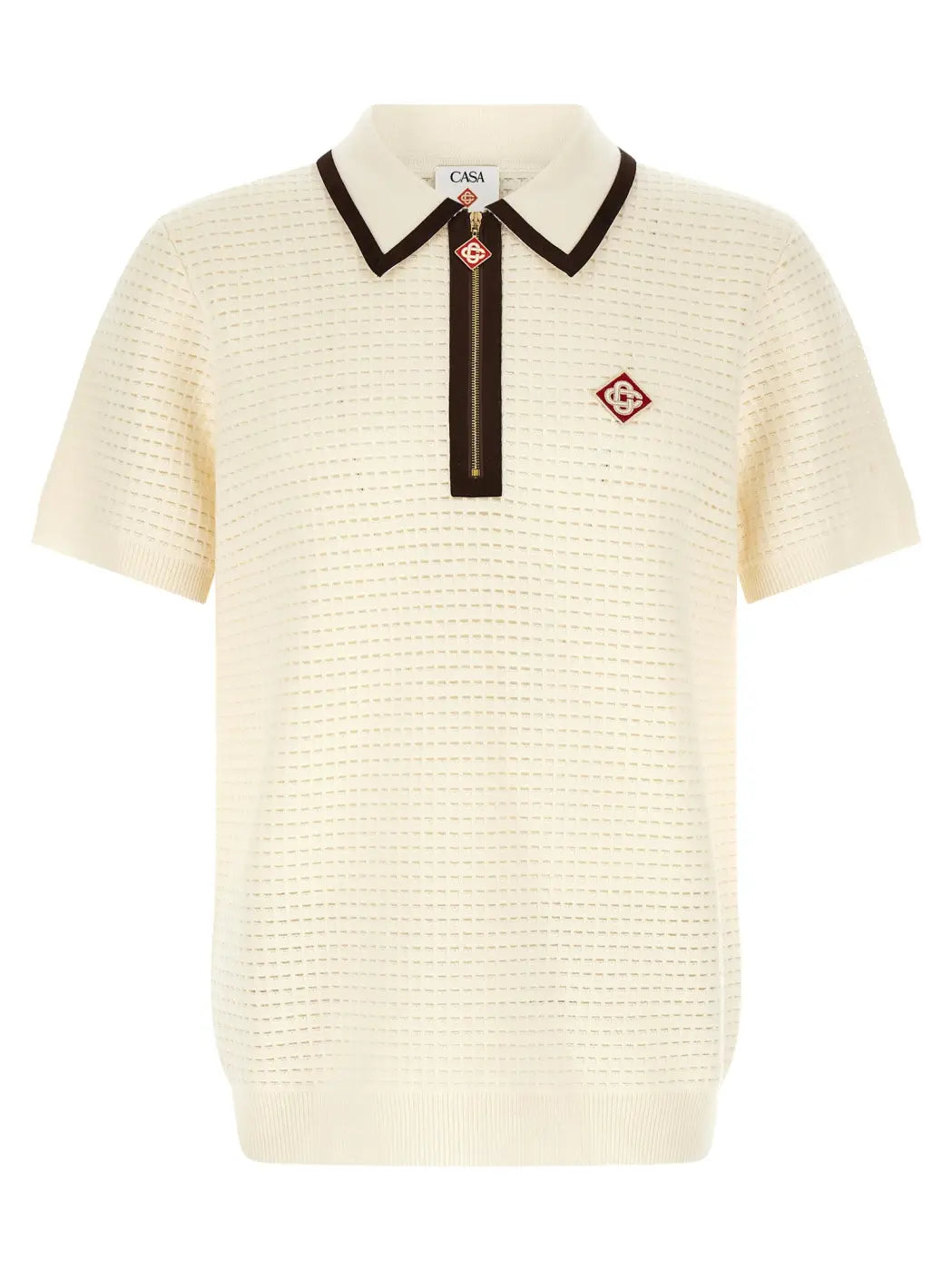 Casablanca White Wool Polo Shirt
