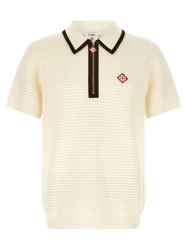 Casablanca White Wool Polo Shirt