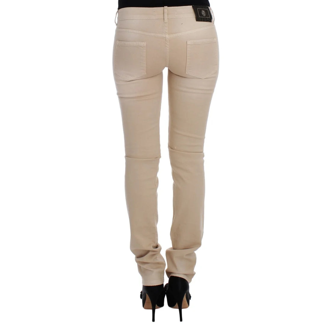 Cavalli Beige Wash Slim Fit Cotton Stretch Jeans