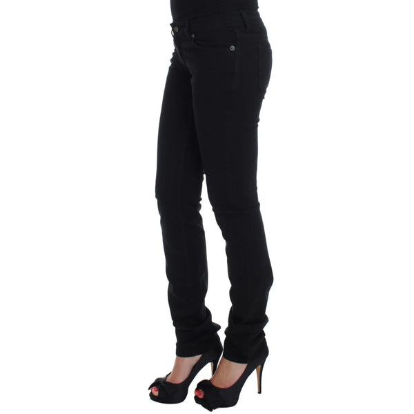 Cavalli Black Cotton Stretch Slim Skinny Fit Jeans