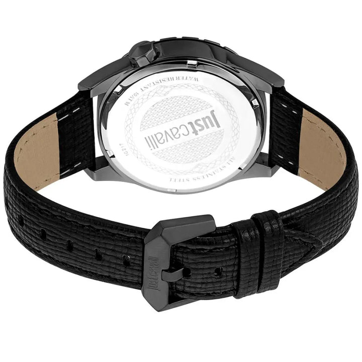 Just Cavalli Black Leather Dress Watch