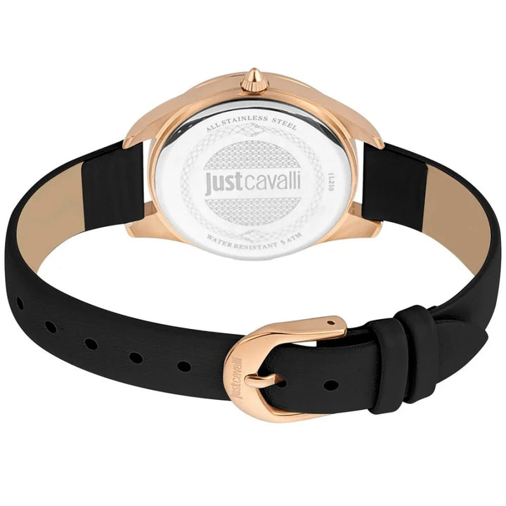 Just Cavalli Black Leather Dress Watch
