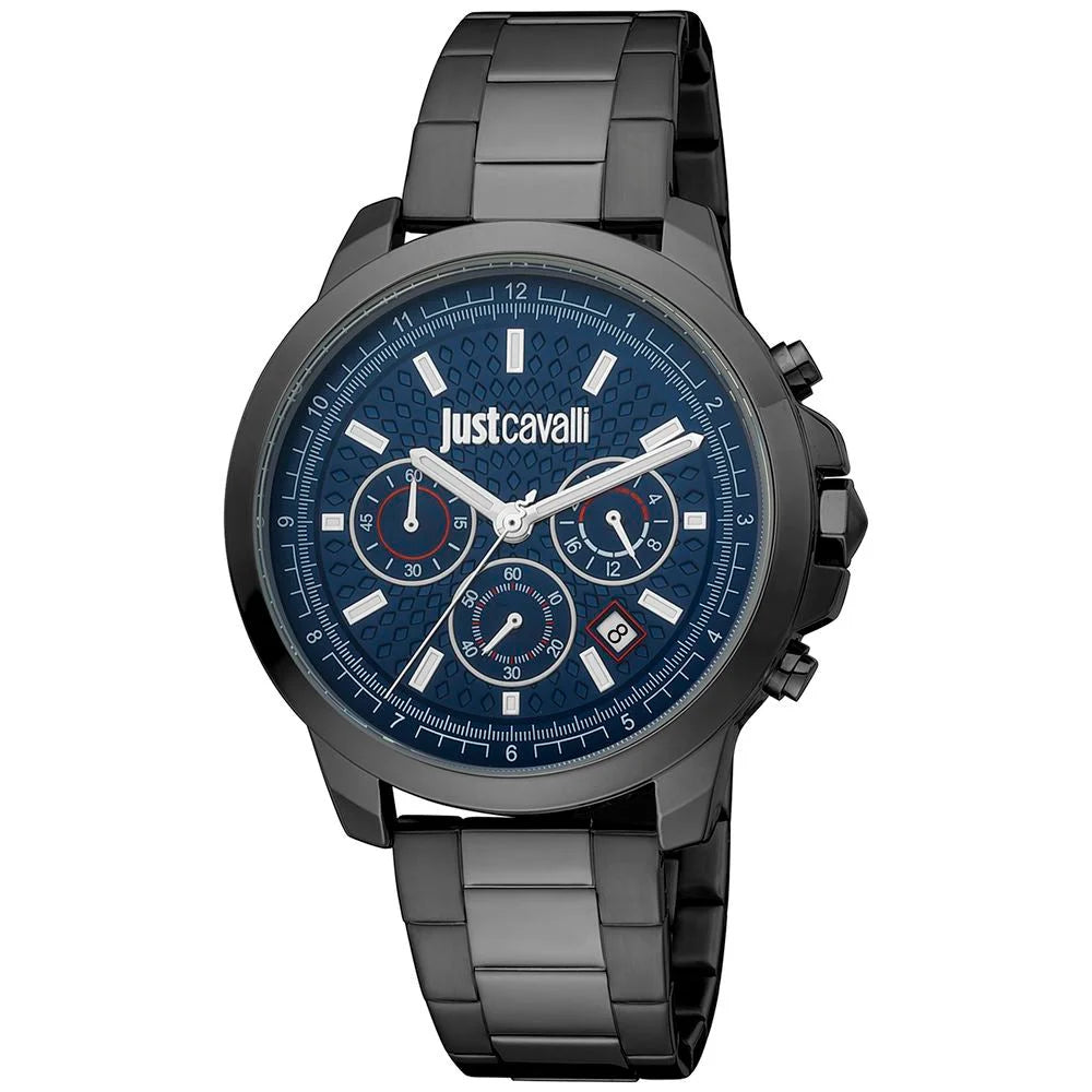 Cavalli Black Stainless Steel Watch with Blue Dial 44MM