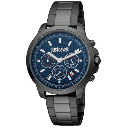 Cavalli Black Stainless Steel Watch with Blue Dial 44MM