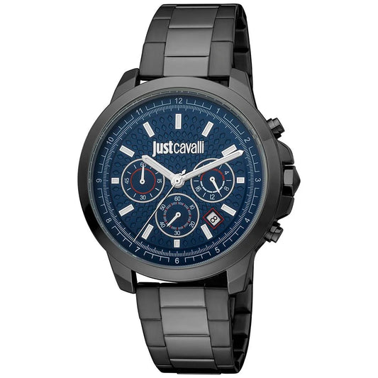 Cavalli Black Stainless Steel Watch with Blue Dial 44MM