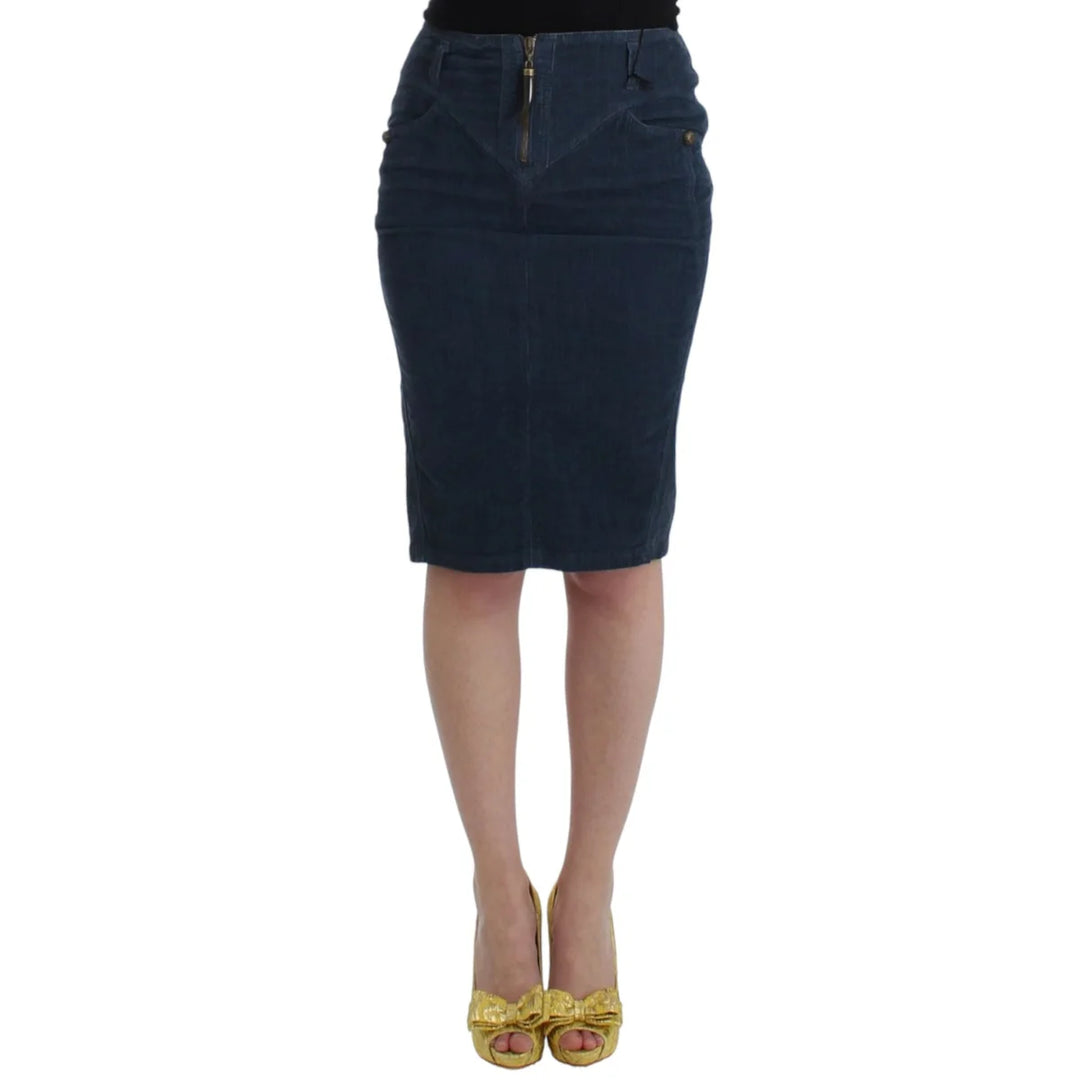 Cavalli Blue corduroy pencil skirt