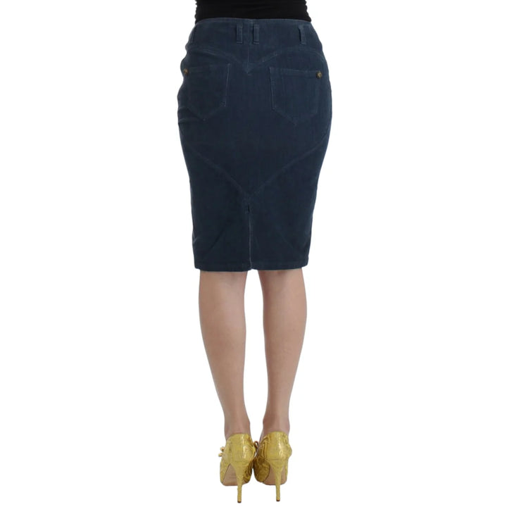 Cavalli Blue corduroy pencil skirt