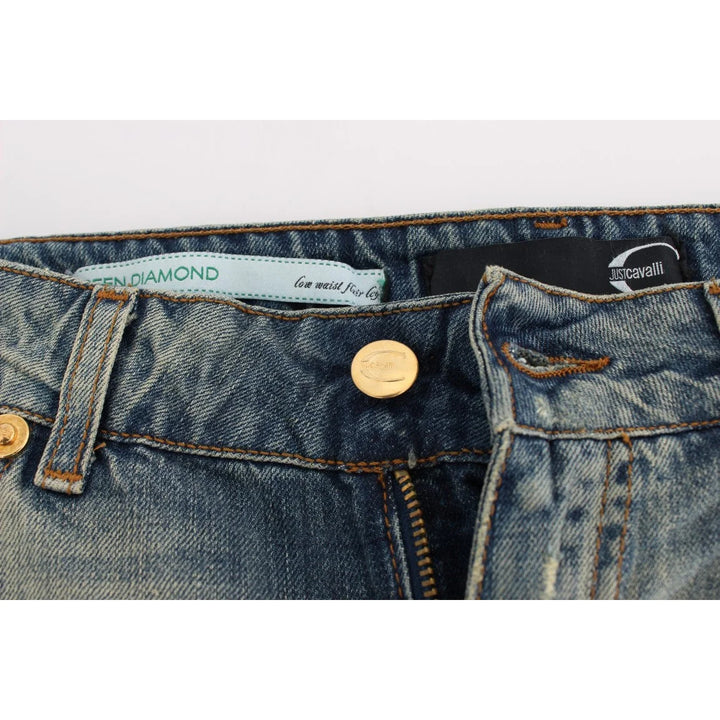 Cavalli Blue Cotton Low Waist Jeans
