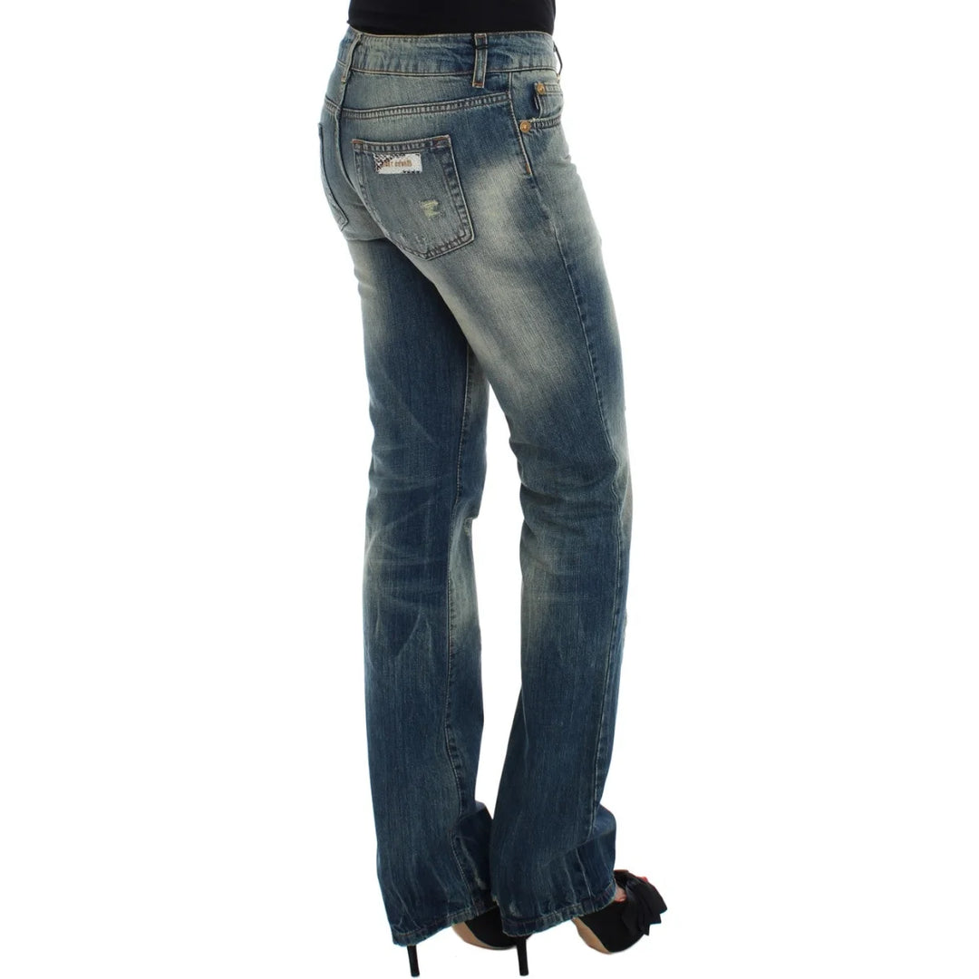 Cavalli Blue Cotton Low Waist Jeans