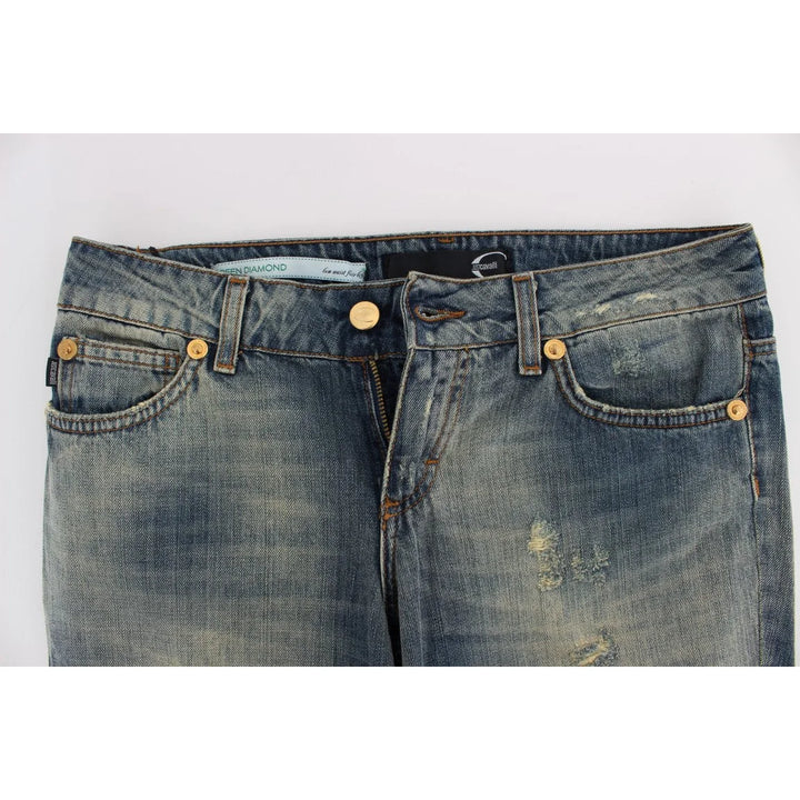 Cavalli Blue Cotton Low Waist Jeans