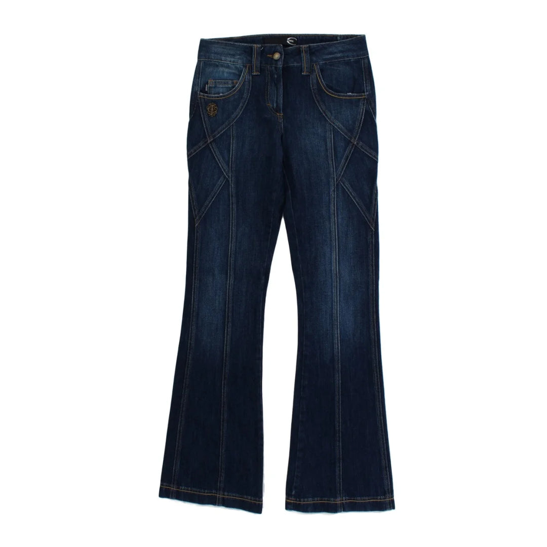 Cavalli Blue Cotton Stretch Low Waist Jeans