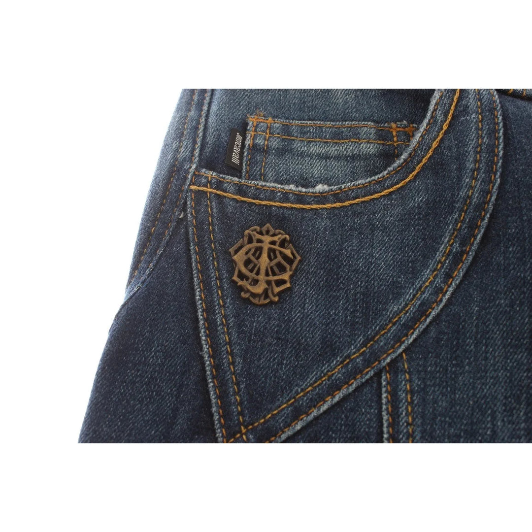 Cavalli Blue Cotton Stretch Low Waist Jeans