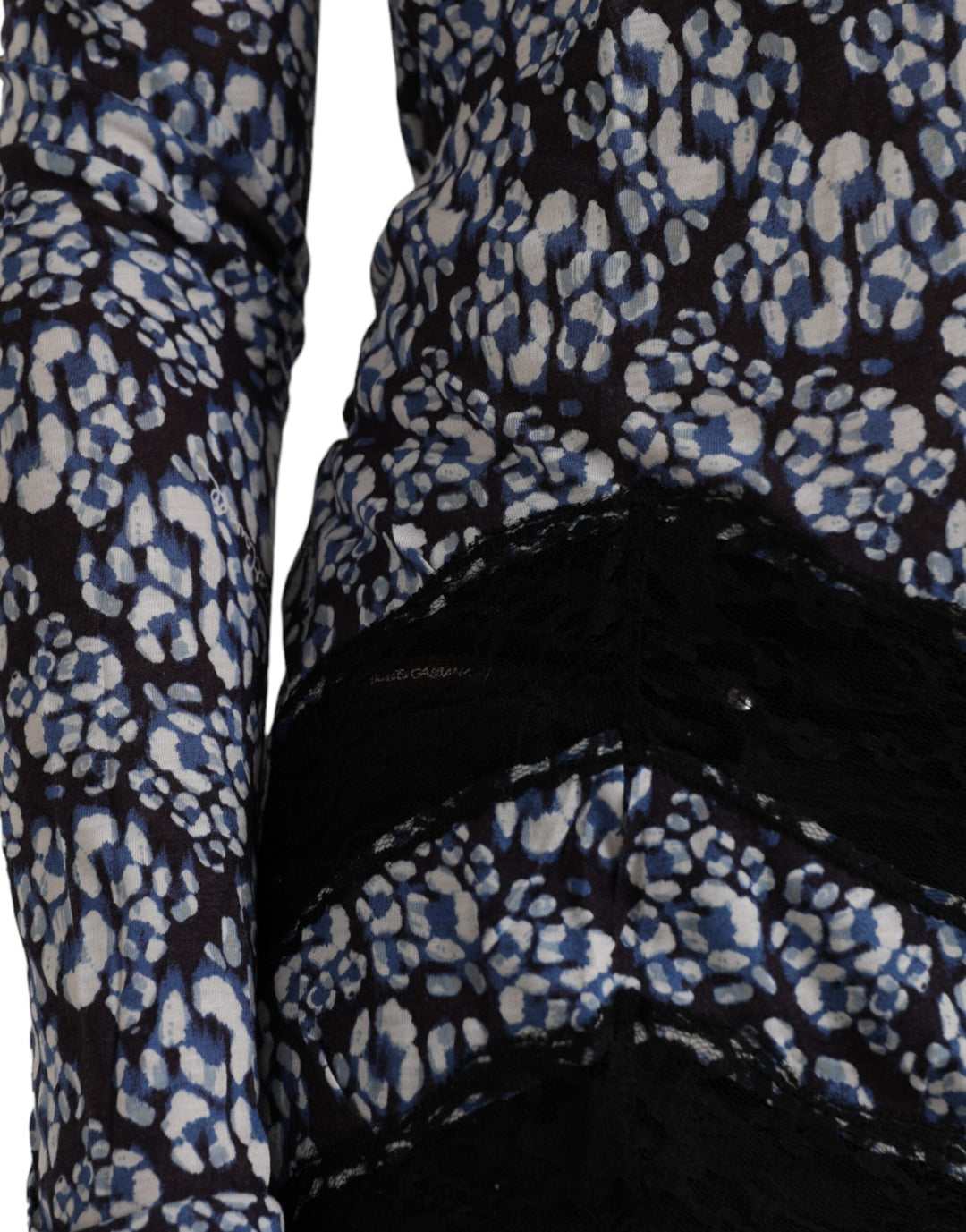 Just Cavalli - Blue Floral Lace Long Sleeves Top Underwear Blouse