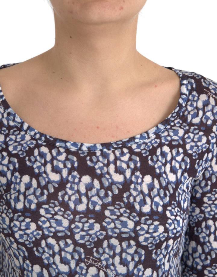 Just Cavalli - Blue Floral Lace Long Sleeves Top Underwear Blouse