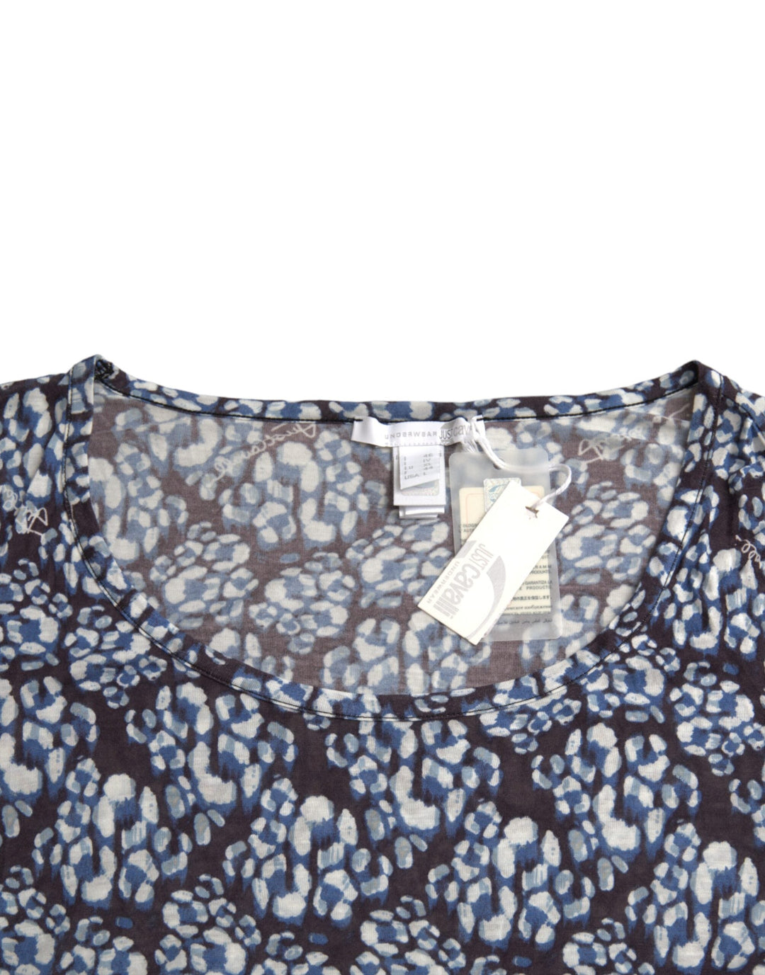 Just Cavalli - Blue Floral Lace Long Sleeves Top Underwear Blouse